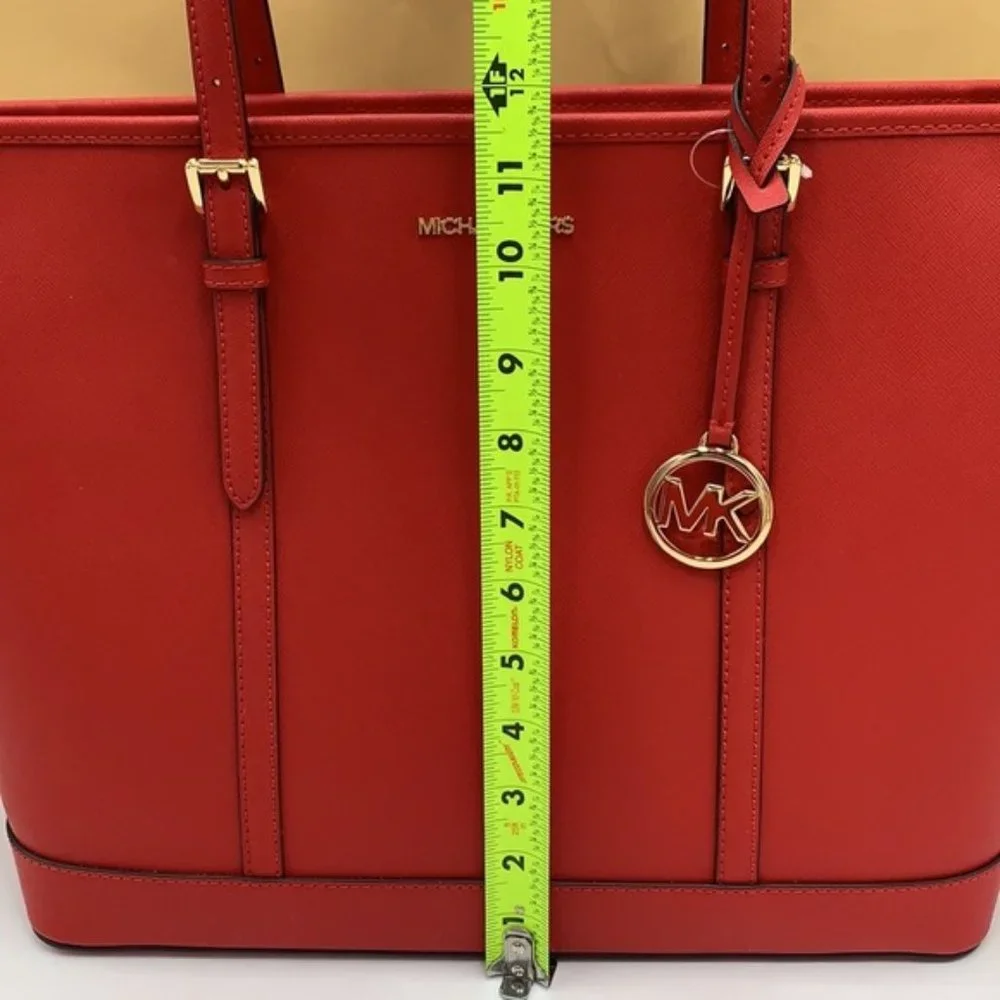 MICHAEL KORS JET SET TRAVEL LARGE TOP ZIP SHOULDER TOTE FLAME - Picture 7 of 16